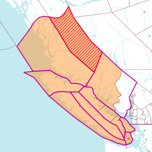Map of user selected polygons and the highlighted CLC polygons with warnings.