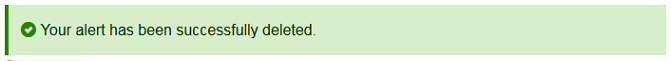 Sample image displaying message success box after deleting an alert