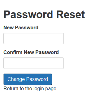 On the password reset page, the client will have to enter a new password in the two boxes.